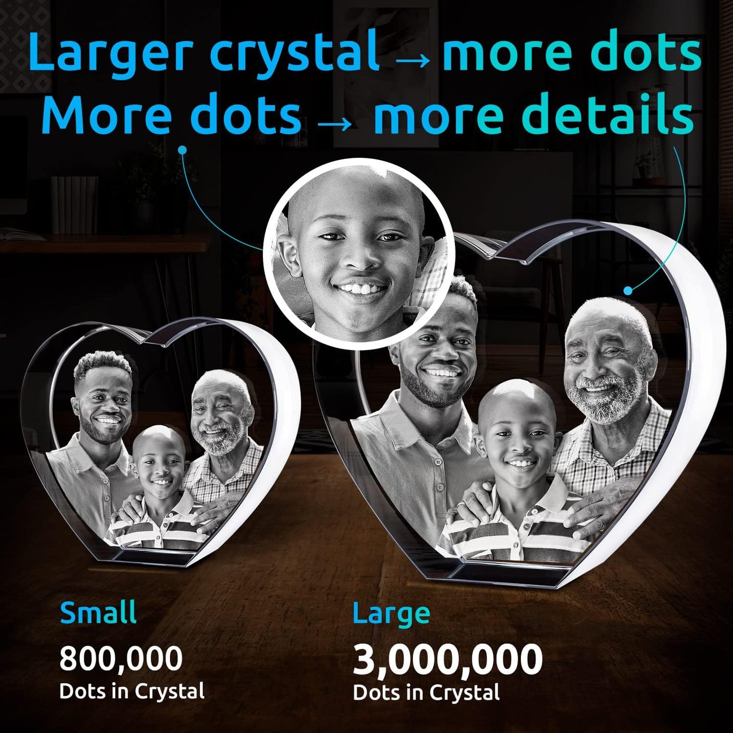 ArtPix 3D Crystal Photo, Christmas Personalized Gifts for Women, Wife, Her, Mom, Him, Men, Mother, Great Xmas Customized Unique Gift Idea with Your Own Photo, Custom Glass 3D Laser Etched Picture