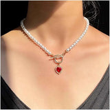 Vintage Pearl Heart Choker