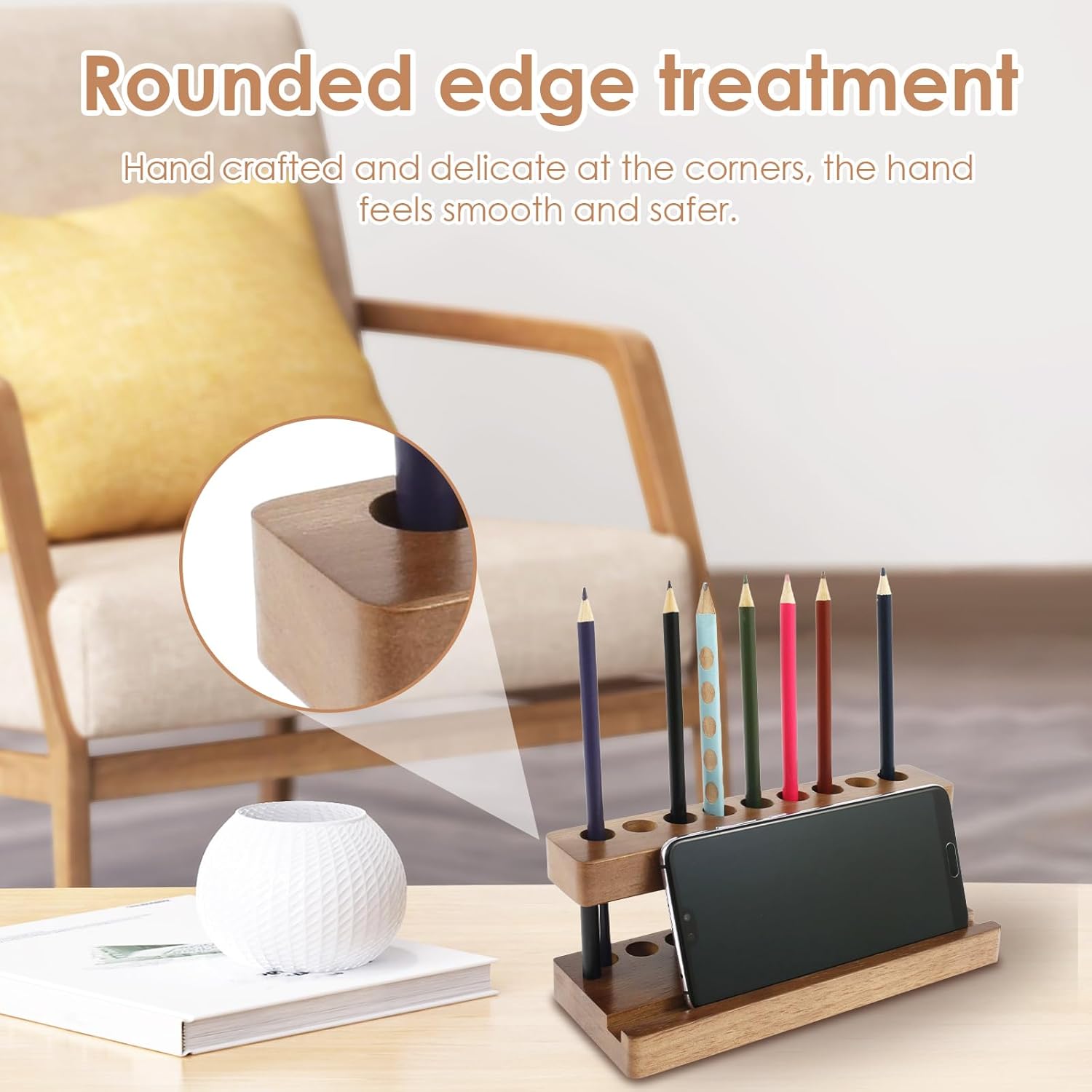 Wooden Desk Pen Stand