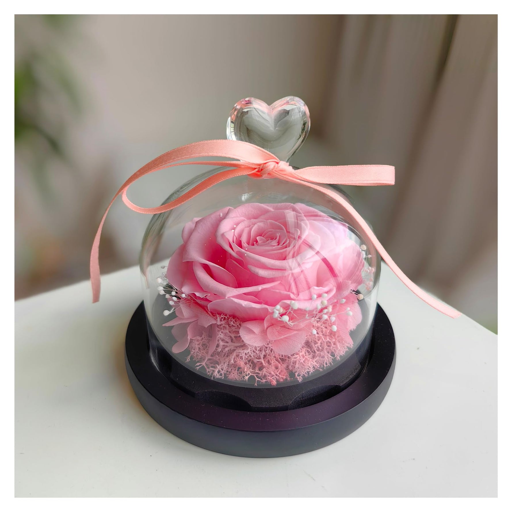 Flowers for Delivery - Forever Flowers Rose in Glass Dome with LED Lights, Large Size Preserved Roses Gifts for Women, Mom, Wife, Friend -Birthday, Anniversary, Valentine's Day Gift (Red Rose)