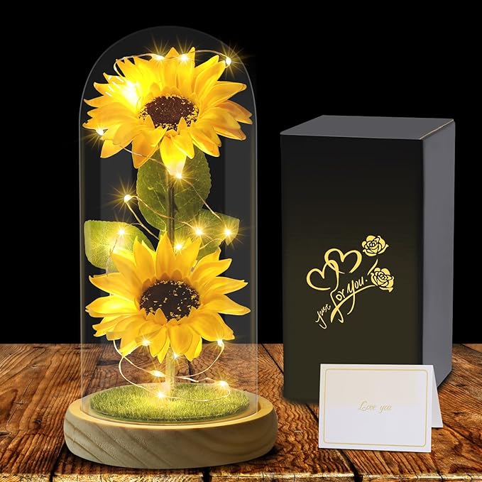 Sunflower Glass Dome Lamp