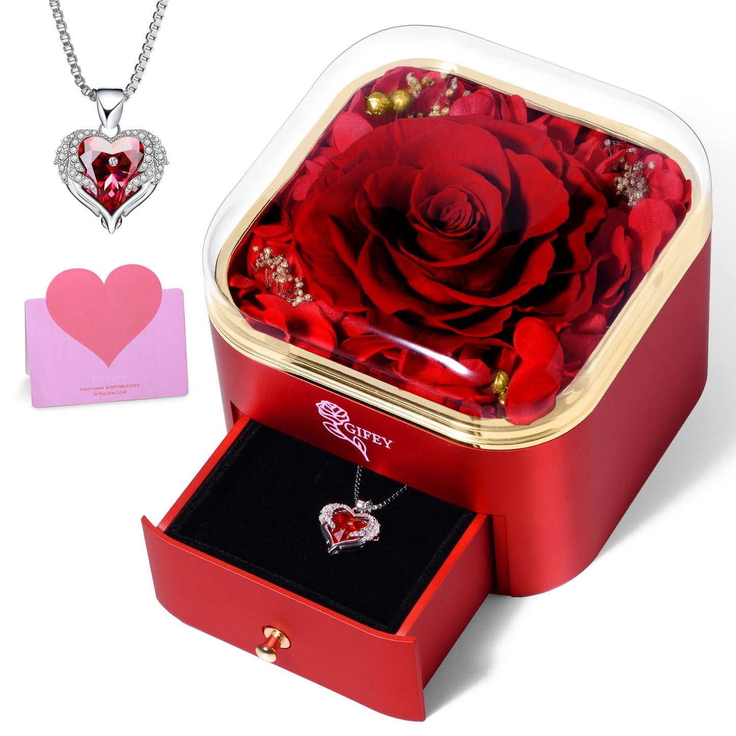 Mothers Day Mom Gifts,Eternal Rose Flower with Necklace Gifts for Women,Mother, Grandma,Wife and Girlfriend, Birthday Gift,Wedding, Thanksgiving Gift