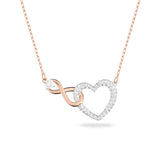 Swarovski Infinity Heart Jewelry Collection, Necklaces and Bracelets, Rose Gold & Rhodium Tone Finish, Clear Crystals