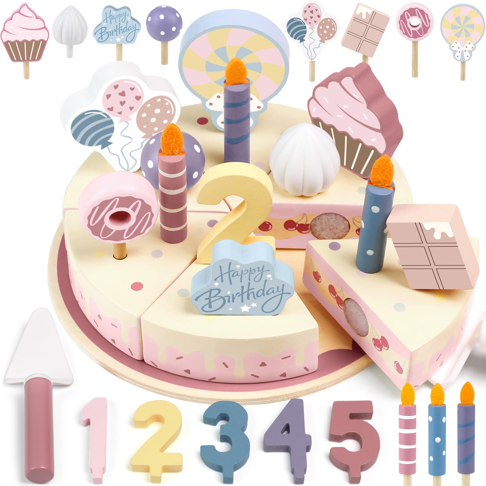 Tea Sets for Toddlers 3-5 Girl Birthday Gift 3 Year Old Princess Party Wooden Play Food Toy Sets for Kids Kitchen Accessories Age 3 4 5 6 Wood Educational Toys