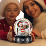 Christmas Photo Snow Globe with Base Snow Globe Photo Frame Clear Plastic Snow Water Globe Picture Frame Christmas Crafts Double Sided Display for Xmas Home Decoration Gift(3 Pcs)