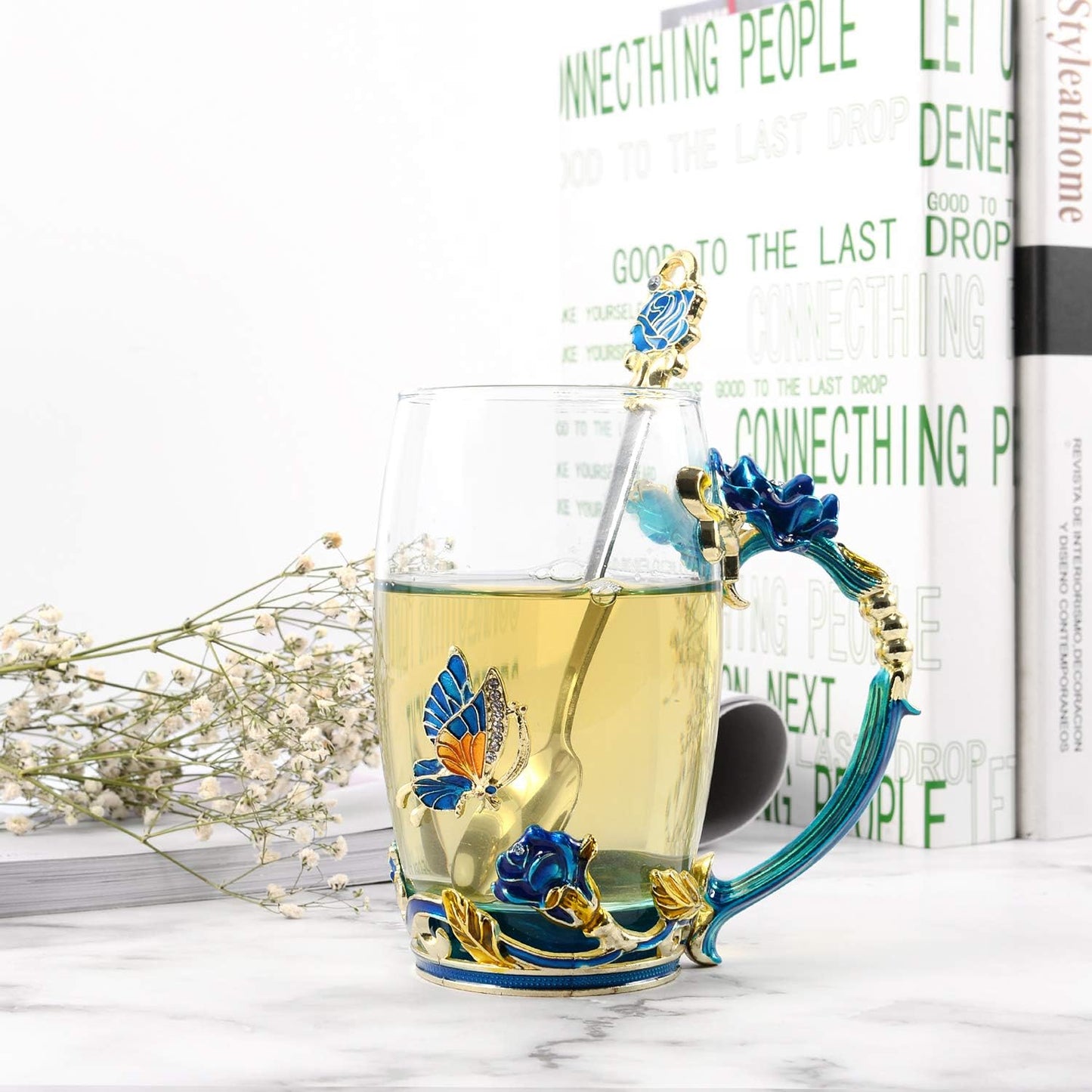 Enamel Glass Tea Mug Set