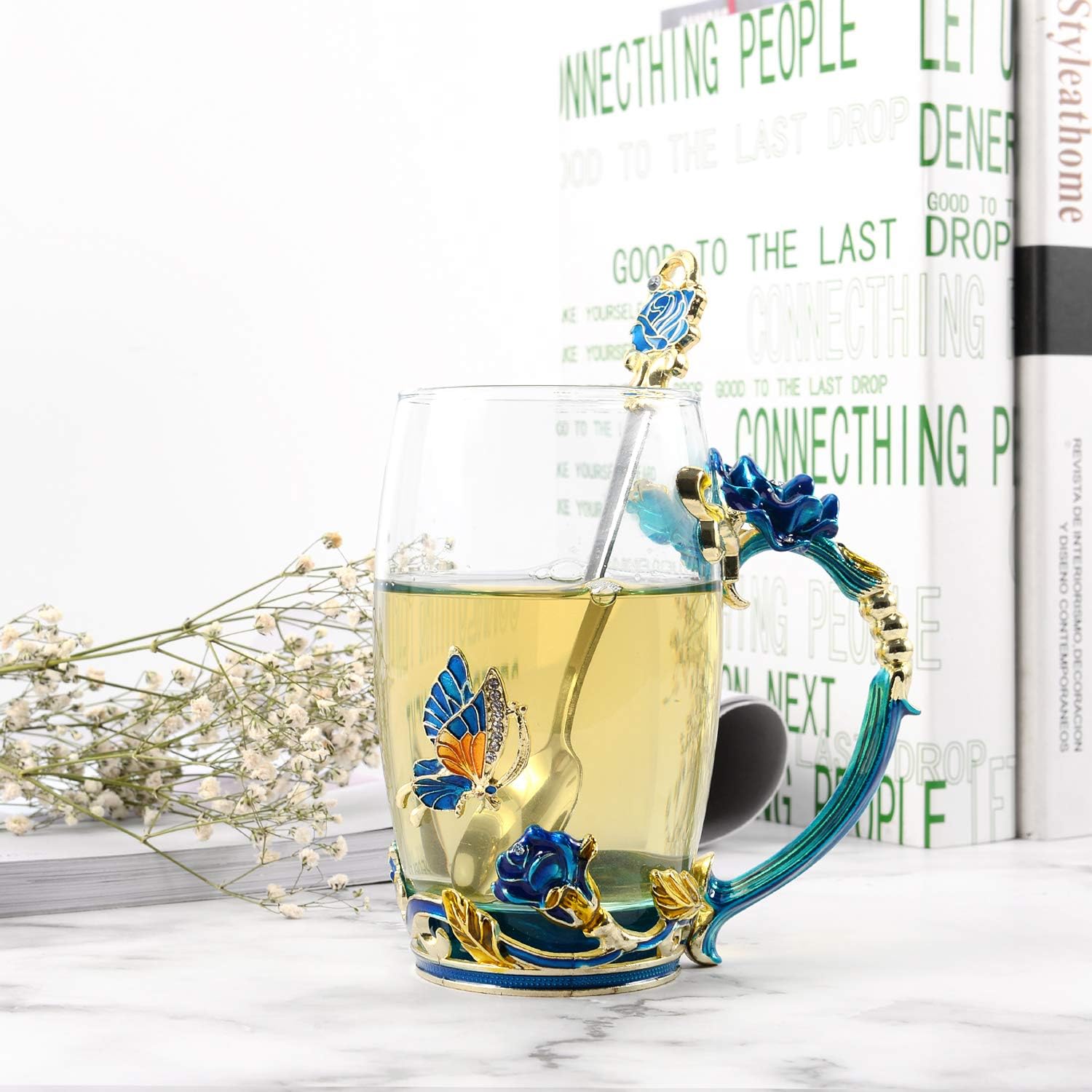 Enamel Glass Tea Mug Set