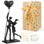 Anniversary Wedding Gifts for Couple/Her - Romantic Couple Statue in Love, Black Metal Figurine Sweet Loving Together Iron Sculpture Decor, Valentines Gifts for Wife Husband Birthday