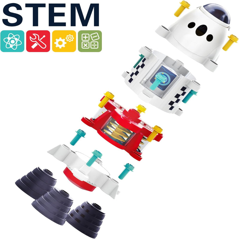 iPlay, iLearn Rocket Outer Space Toys, Kids Spaceship Playset with Space Shuttle, Electric Drill, 2 Astronauts, Educational STEM Take Apart Adventure Gift for 3 4 5 6 7 8 Year Old Boy Girl