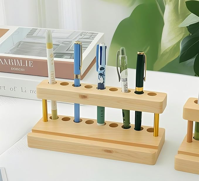 Wooden Desk Pen Stand