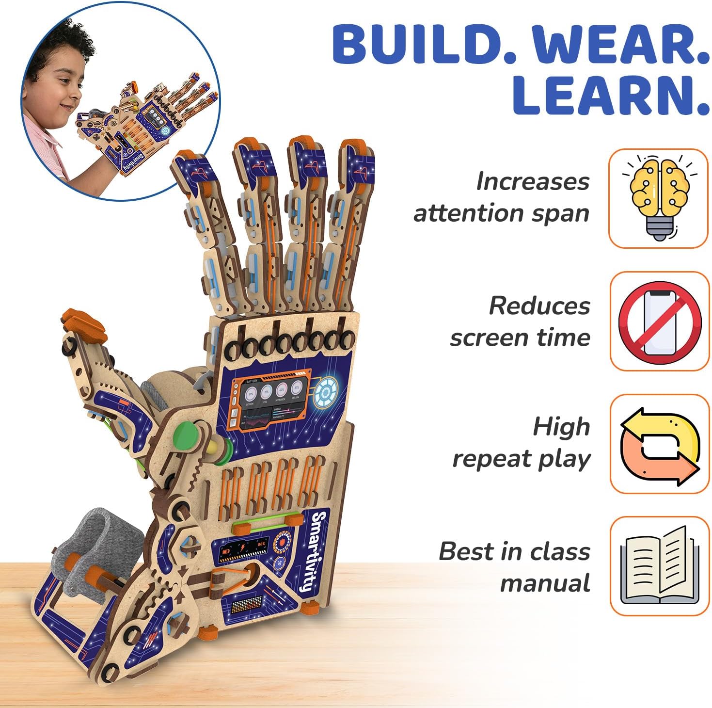 Smartivity DIY Robotic Mechanical Hand STEM Toy for Kids 8-14 Years Old | Parents Choice Award Winner I Birthday Gift for Kids | Engineering Kit for 8, 9, 10, 11, 12, 13, 14 Years Old Boys & Girls
