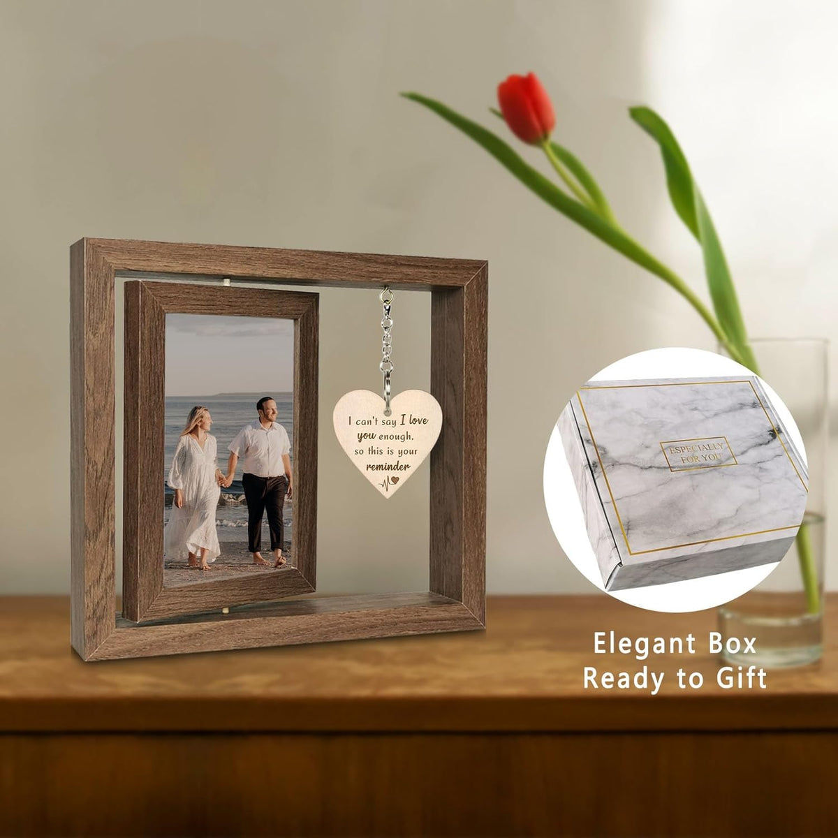 I Can't Say I Love You Enough - So This is Your Reminder Rotating Picture Frame, Sentimental I Love You Reminder Gifts for Her Him Girlfriend Boyfriend (Display 2 4x6)