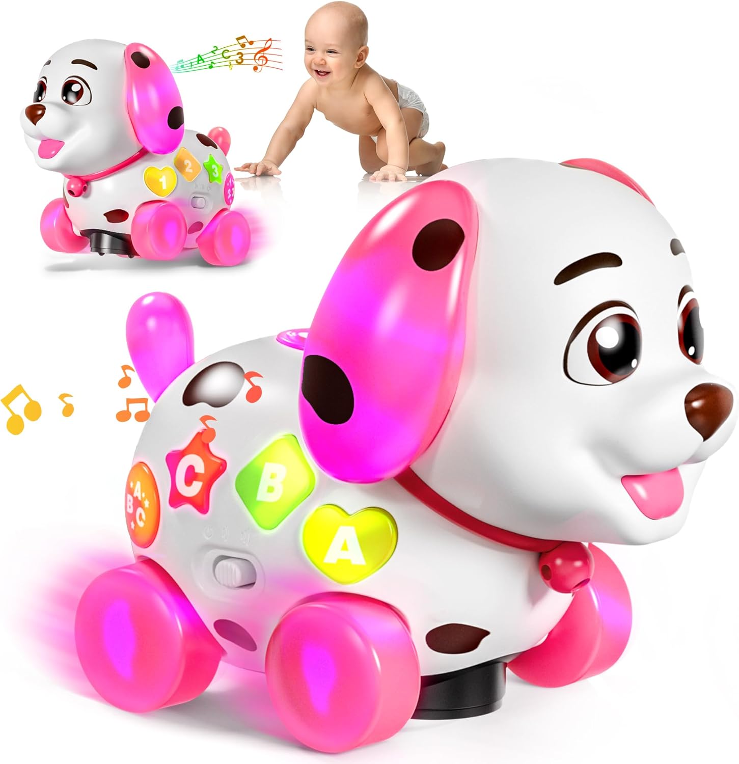 Musical Puppy Toys for 1 Year Old Girl Gifts, 1st Birthday Gril Gift, Bilingual Baby Toy 6-12-18 Months, Learning Toy for 1 Year Old Boy Present with Sound Light