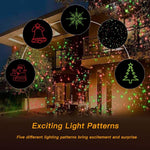 Luces láser de Navidad rojo y verde con control remoto inalámbrico para decoración de exteriores, proyector de luz impermeable, espectáculo de luz estelar led para decoración de Navidad, casa, patio, jardín, pared interior