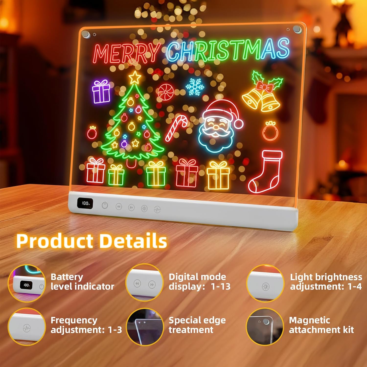 Led Drawing Board with 13 Light Effects, 16" Rechargeable Glow Doodle LED Note Board with Colors, Neon Light Up Drawing Tablet Gifts for Kids for Valentines Birthday Christmas Gift Ideas