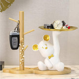 Resin Bear Figurine with Tray