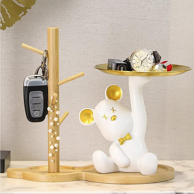 Resin Bear Figurine with Tray