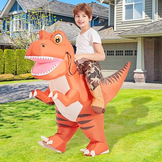 Inflatable Dinosaur Ride-On Set
