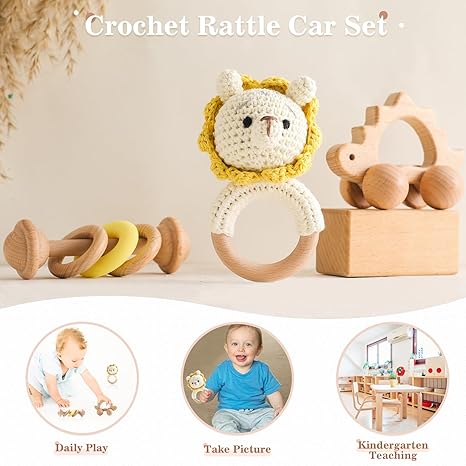 Wooden Animal Rattle Set