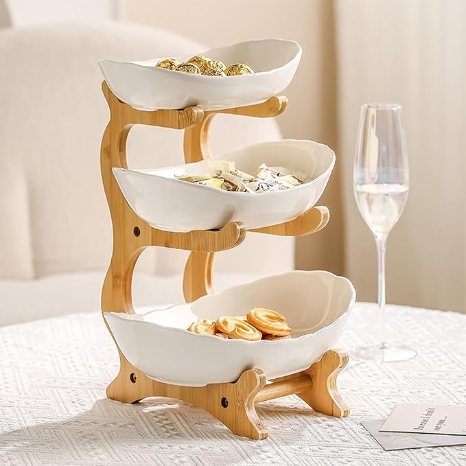 Three-Tier Ceramic Fruit Bowl