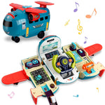 Dwi Dowellin Airplane Toy with Fire Truck Cars and Play Mat,Plane with Lights and Sounds for 3 + Years Old Boys and Girls