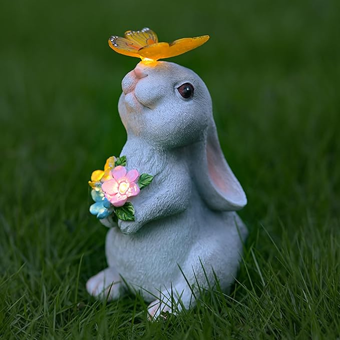 Solar Bunny Garden Statue