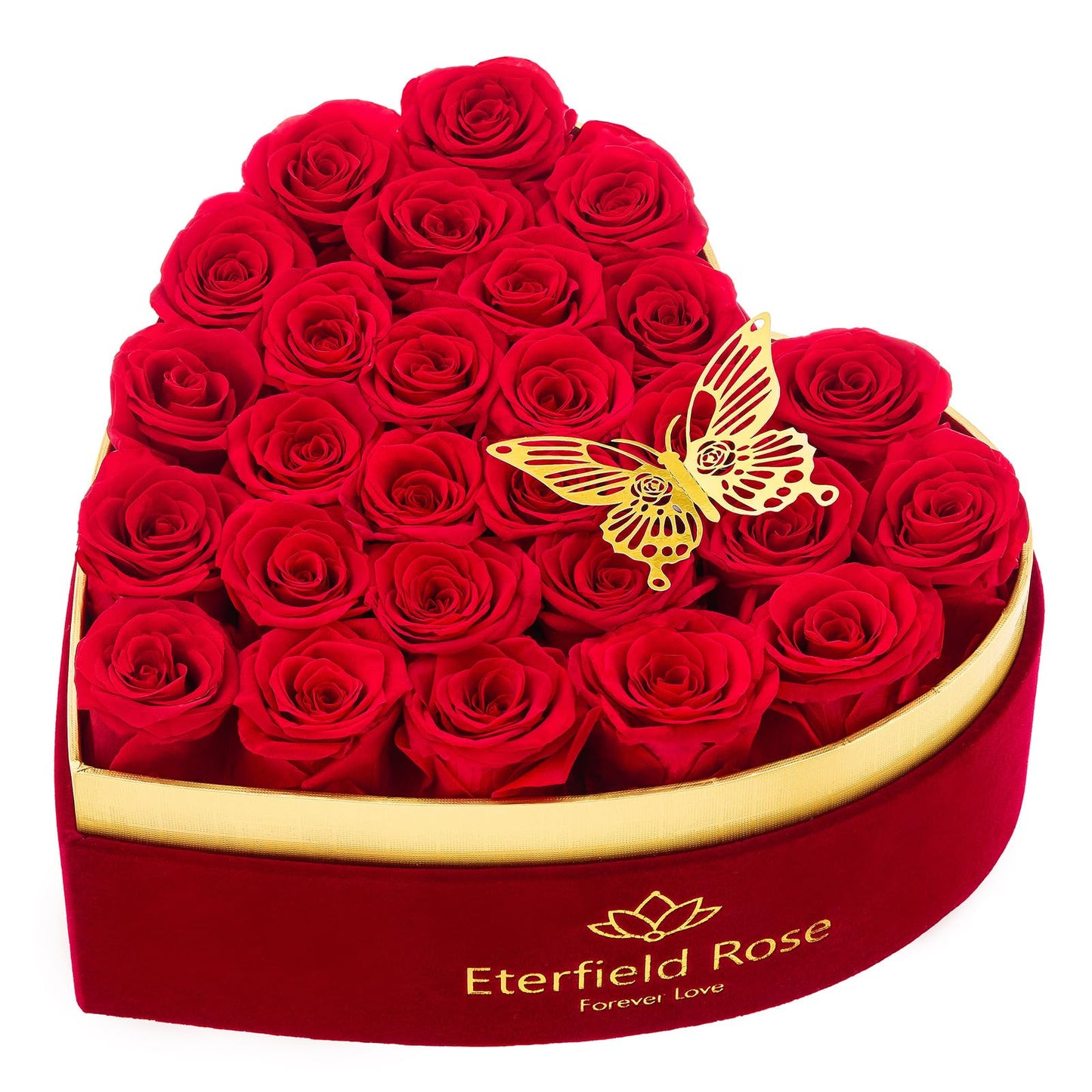 Eterfield 47 Forever Flowers in Heart Shape Box, Valentines Day Preserved Roses That Last Over a Year Preserved Flowers Birthday Gifts for Her Women Mom Wife Anniversary Mothers Day Christmas, Red