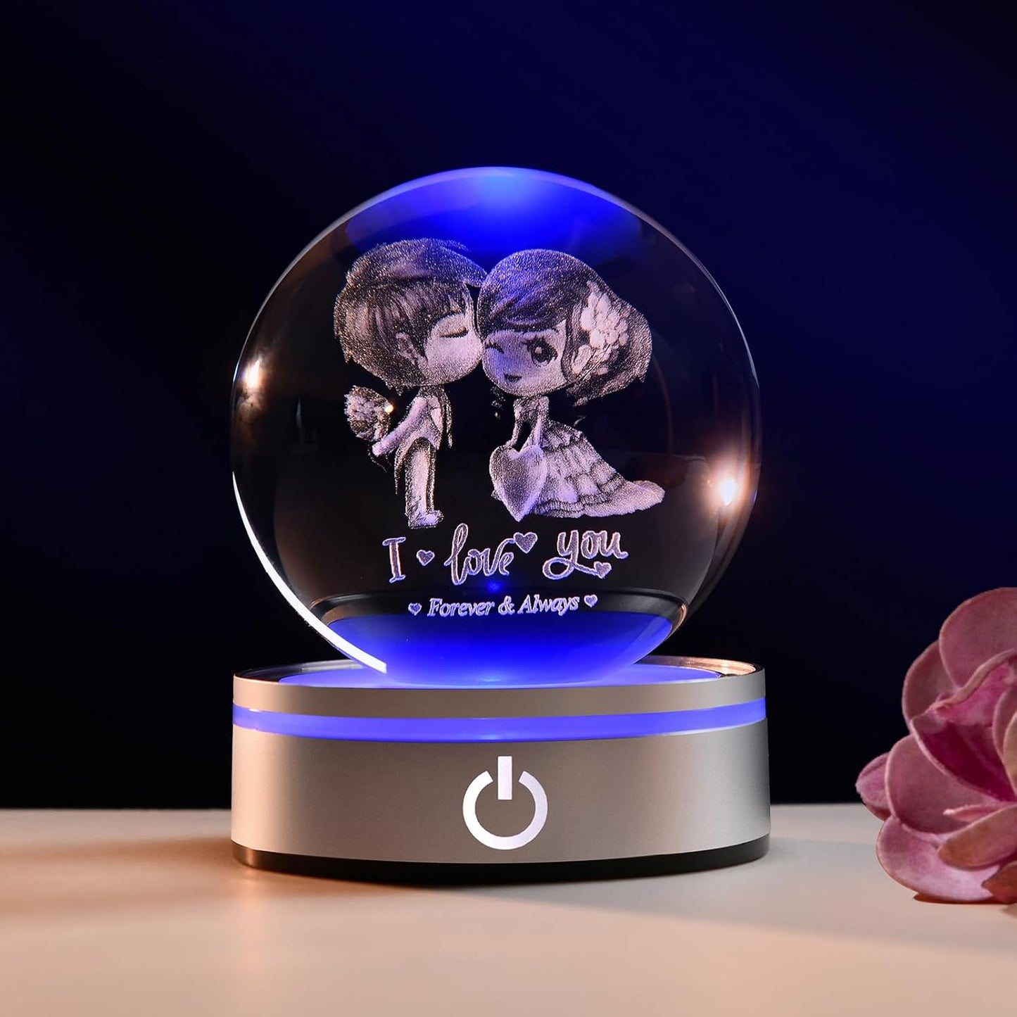 IFOLAINA Romantic Christmas Couple Gifts for Wife Girlfriends I Love You Gifts for Her Anniversary Birthday Valentines Day 3D Crystal Ball Night Light Glass Globe Decorative Decor