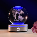 IFOLAINA Romantic Christmas Couple Gifts for Wife Girlfriends I Love You Gifts for Her Anniversary Birthday Valentines Day 3D Crystal Ball Night Light Glass Globe Decorative Decor