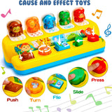 Interactive Pop up Animal Toys with Music & Light, Montessori Cause and Effect Toys for 1 Year Old Boy Girl Early Learning Musical Baby Toy 9-12-18 Months STEM Toddler Toy Age 1-2 Gift for Infant