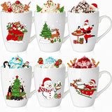 Shellwei 6 Pack Christmas Coffee Mugs 11 oz Holiday Ceramic Mugs Set Xmas Tea Cups with Handles Bulk Reusable Ceramic Coffee Cups for Women Men Teachers Appreciation Christmas Gifts(Funny)