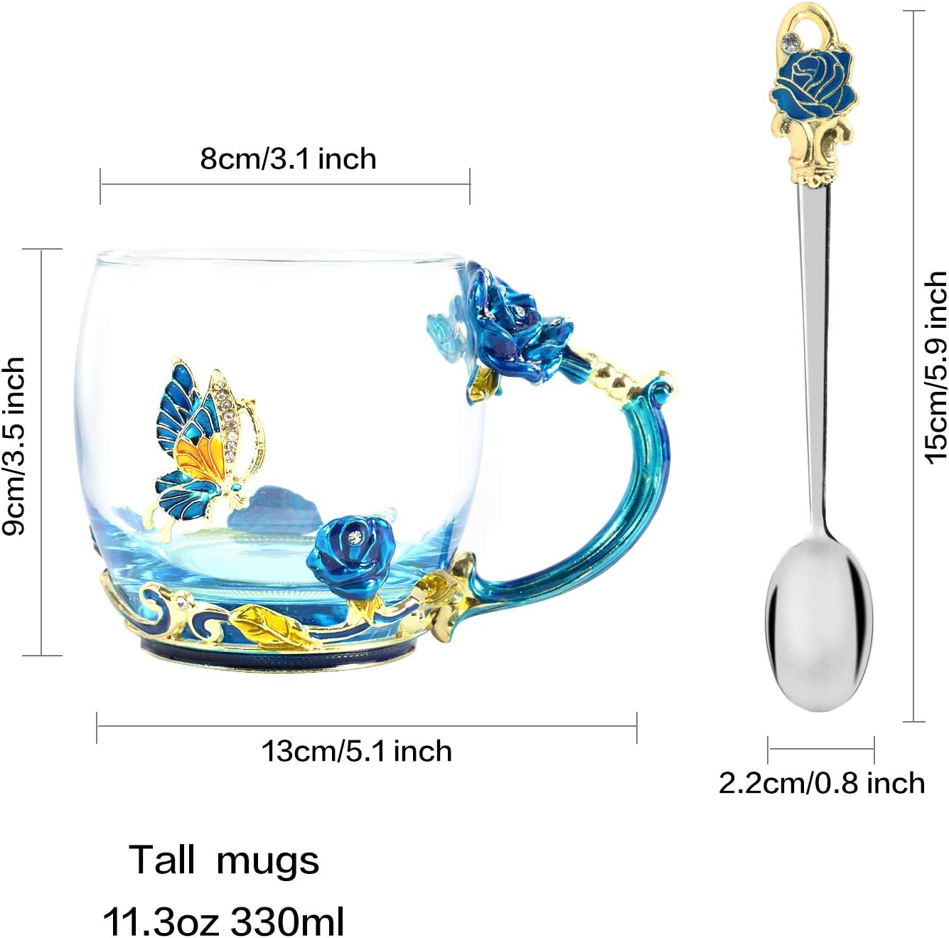 Enamel Glass Tea Mug Set