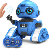 Robot Toys for Boys and Girls, Rechargeable Remote Control Robot with Auto-Demonstration, Light Projection, Dance Moves, Music, and Gesture Sensing –Toy Robot Gifts for 6+ Year Old Boys (Blue)