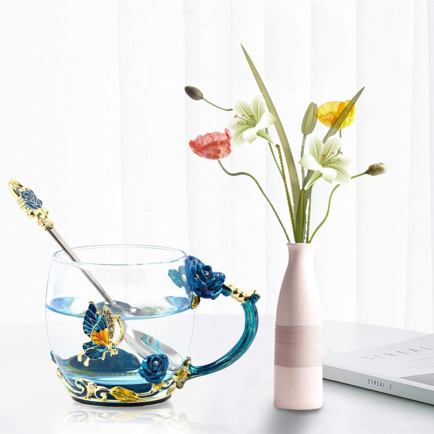 Enamel Glass Tea Mug Set