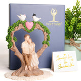 Wedding Anniversary Figurine Gifts for Couple - Best Valentines Day Gifts for Women Wife Girlfriend Her, Couple on Heart-Shaped Tree with Doves Resin Statue, Romantic for Her Him