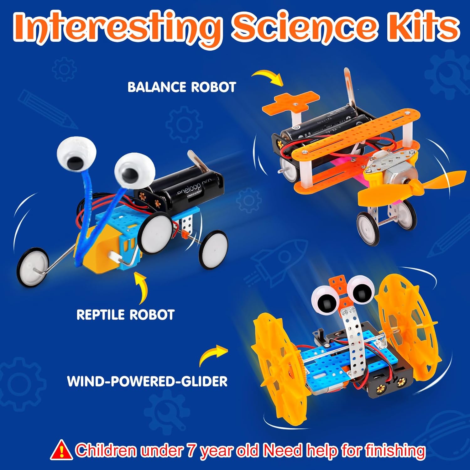 STEM Robotics Kit 6 Set Science Experiments Project Activities Toys for Kids 4-8 8-12 Engineering Building Electronic Motor Robot Kid Craft Boy Girl 5 6 7 8 9 10 12 Year Old Outdoor Toy