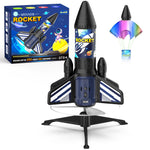 Rocket Launcher for Kids, 200 ft Self Launching Motorized Rocket Toy with LED and Safety Parachute Land, Outdoor Toys Cool Birthday for Boys Ages 8-12 (Orange)