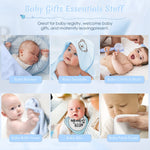 iAOVUEBY Baby Boy Gifts, Baby Shower Gifts - Newborn Bear Toys Rattle Blanket Infant Shoes Onesie Wooden Keepsake Babies Registry Gift Essentials Basket, Unique New Baby Gift Set for Boys 0+ Months