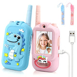 Video Walkie Talkies for Kids, Handheld 2 Pack Rechargeable Video Intercom Kids Walkies Talkies, Indoor Outdoor Toys for Family Games, Outside, Camping, Hiking for Boys Girls Ages 3-12 (Pink/Pink)