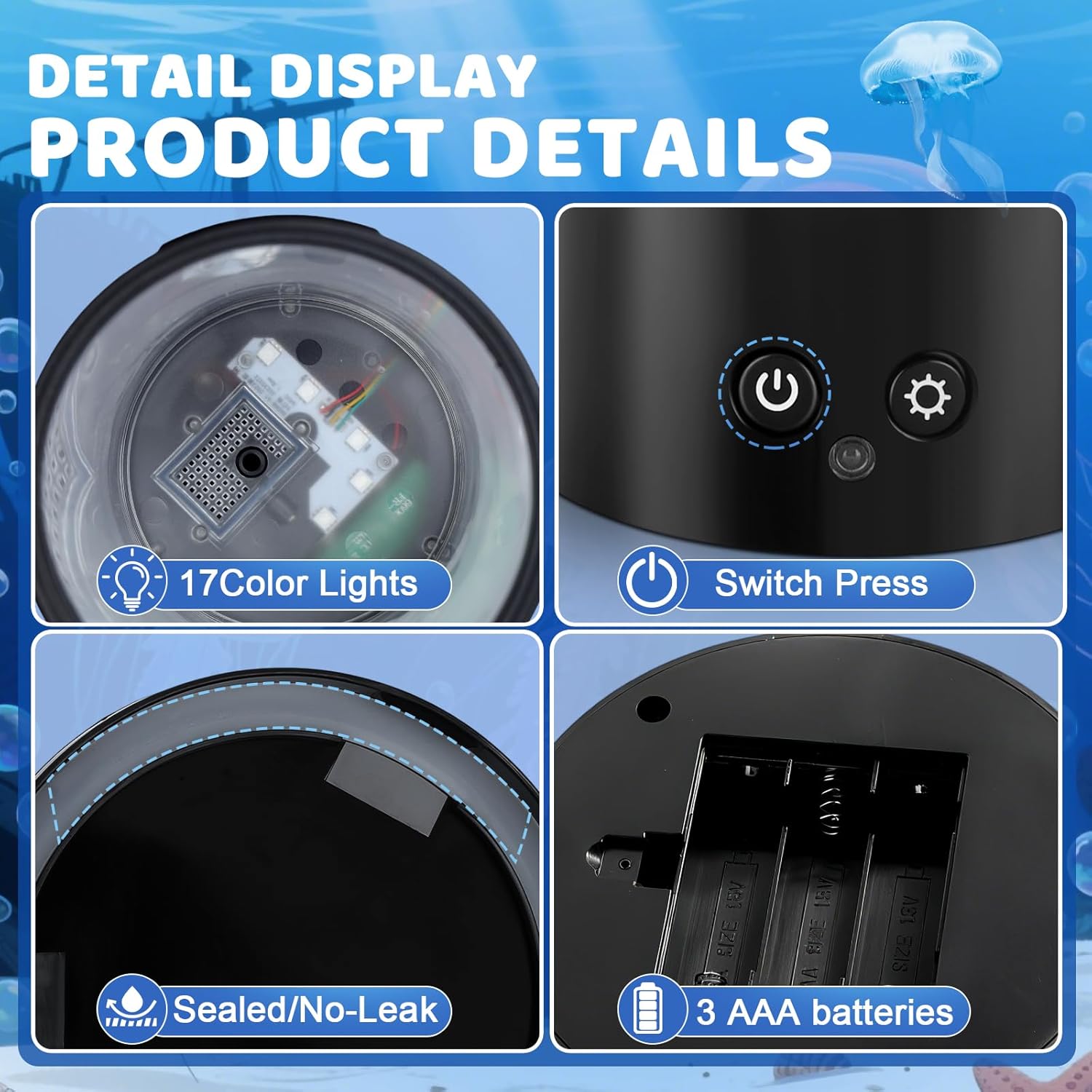 Jellyfish Lamp, Jelly Fish Tank Mood Light, Table Lamp for Home Office Decor，Relaxation and Sleep, Jellyfish Aquarium with 17 Colors Changing, Valentines Day Gifts for Women, Kids and Men