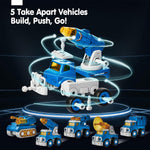hahaland Toys for 5 Year Old Boy Birthday Gift, Stem Boys Toys 6 Year Old Boy Gifts, 5 in 1 Building Take Apart Trucks Transform to Robot Kids Ages 5-8, Montessori Creative Educational Drill Screw Set