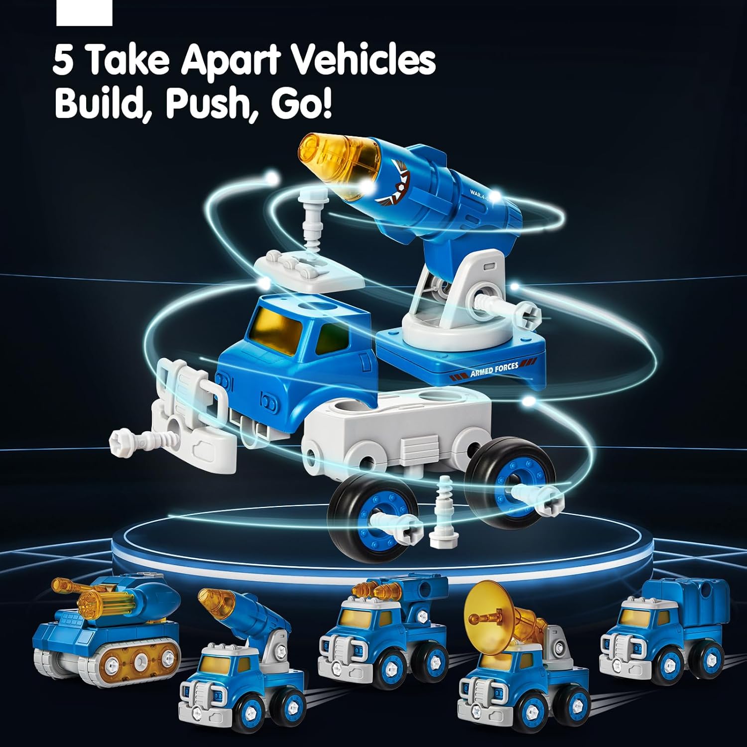 hahaland Toys for 5 Year Old Boy Birthday Gift, Stem Boys Toys 6 Year Old Boy Gifts, 5 in 1 Building Take Apart Trucks Transform to Robot Kids Ages 5-8, Montessori Creative Educational Drill Screw Set