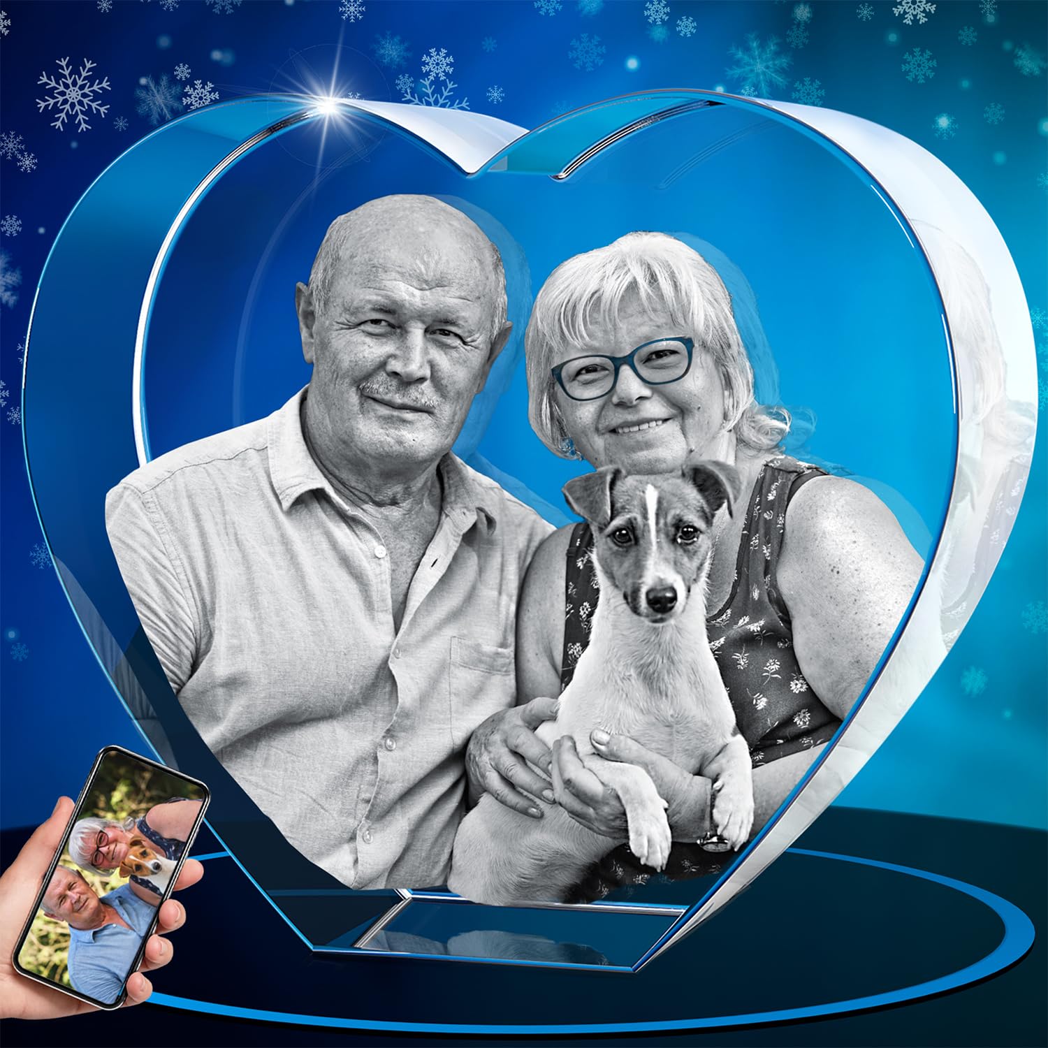 ArtPix 3D Crystal Photo, Christmas Personalized Gifts for Women, Wife, Her, Mom, Him, Men, Mother, Great Xmas Customized Unique Gift Idea with Your Own Photo, Custom Glass 3D Laser Etched Picture