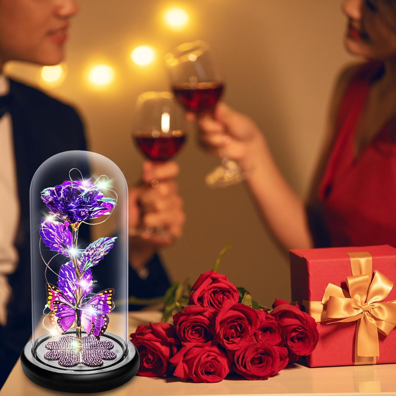 Galaxy Rose Glass Dome Gift