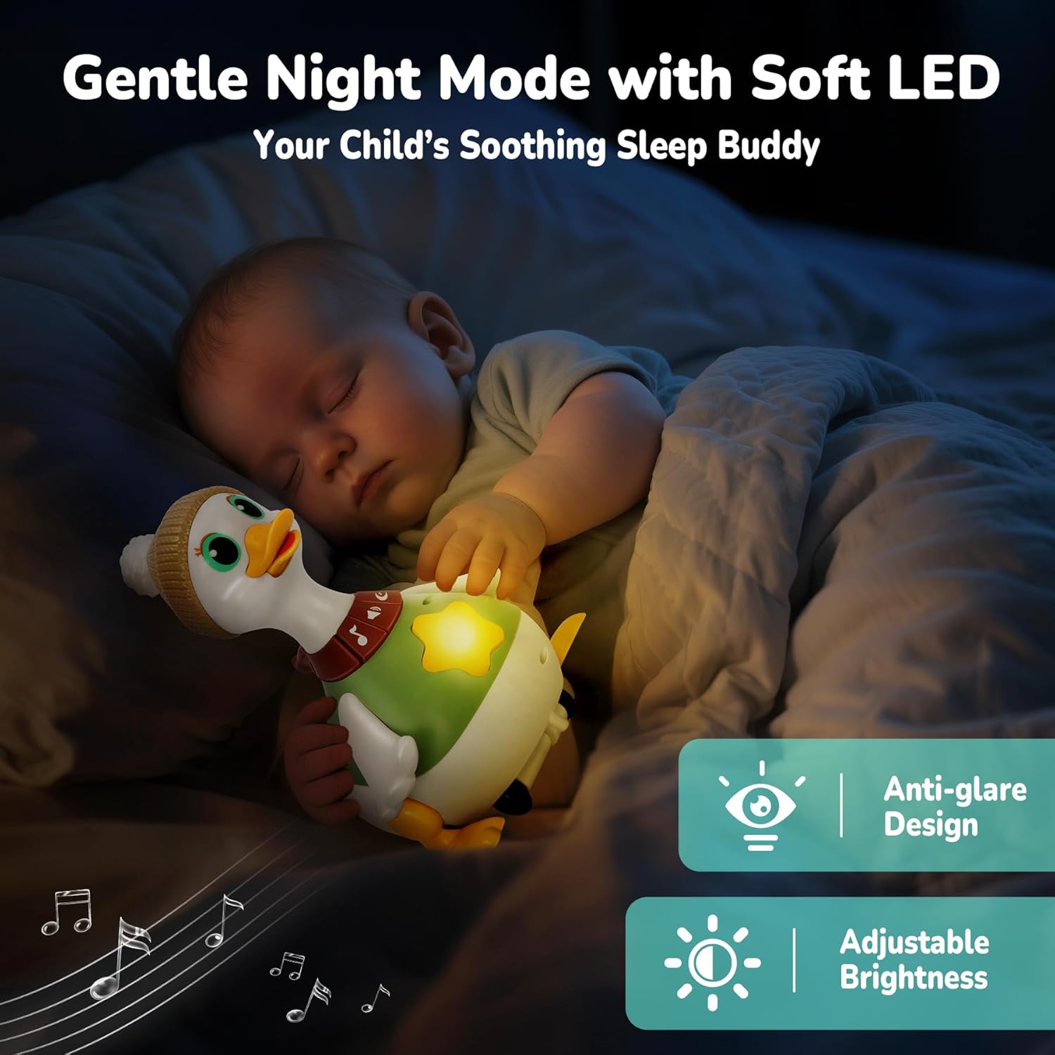 Baby Toys 6 8 10 12 Months, Tummy Time Duck Toy, Musical Dancing Duck Set with Lights & Sounds, Crawling and Interactive Sensory Learning Toy for Infants, Toddlers Gift for 1 Year Old Boy