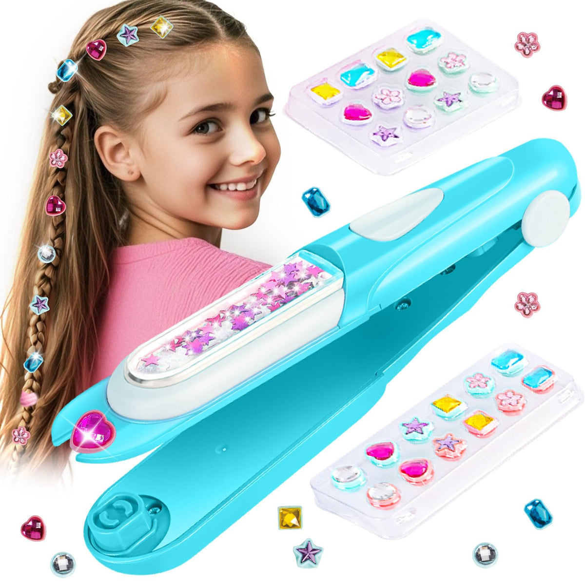 Hair Gem Stamper Kit, Birthday Toys for Girls Ages 3-12