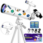 Hawkko Telescope for Adults & Kids Beginners, 80mm Aperture 500mm Telescopes for Adults Astronomy, (20X-150X) Portable Refractor Telescope Kit with Decorate Stickers, Backpack, Phone Adapter-BlackBlue