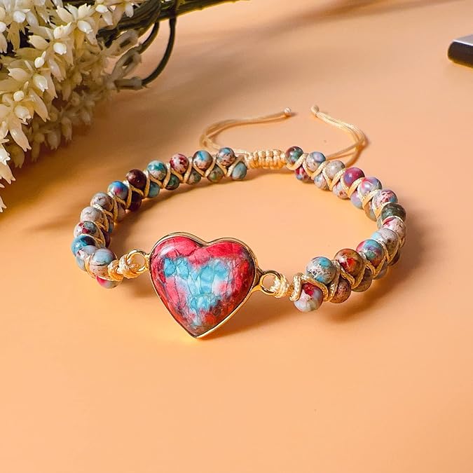 Jasper Heart Handmade Bracelet Set