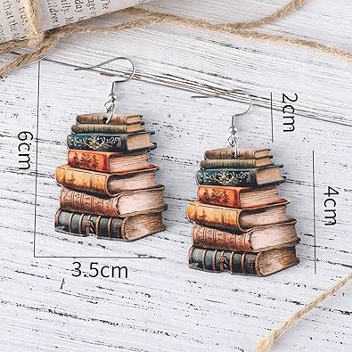Wooden Stackable Book Earrings