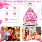 Beferr Valentines Day Rose Gifts for Her Women Mom Gifts for Birthday, Fresh Flowers for Delivery Forever Preserved Rose in Glass Angel Figurine, for Grandma Wife Daughter Girlfriend